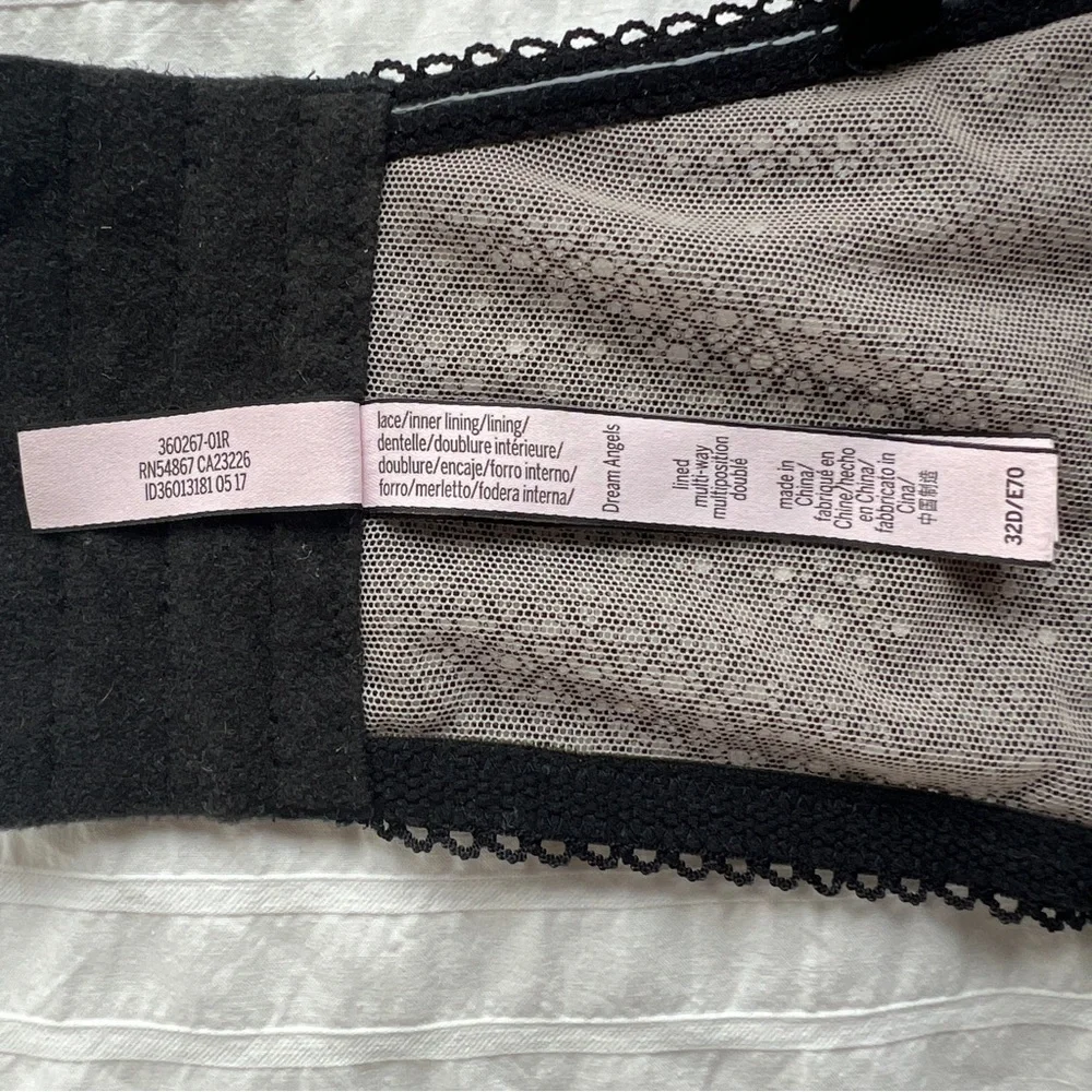 Victoria's Secret Dream Angels Lined Multi-Way Mini Lace Bustier in Black, 32D - Picture 10 of 14